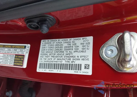 2017 Honda Cr-V Ex-L/Ex-L Navi из США, поврежденный, VIN 2HKRW2H81HH611147